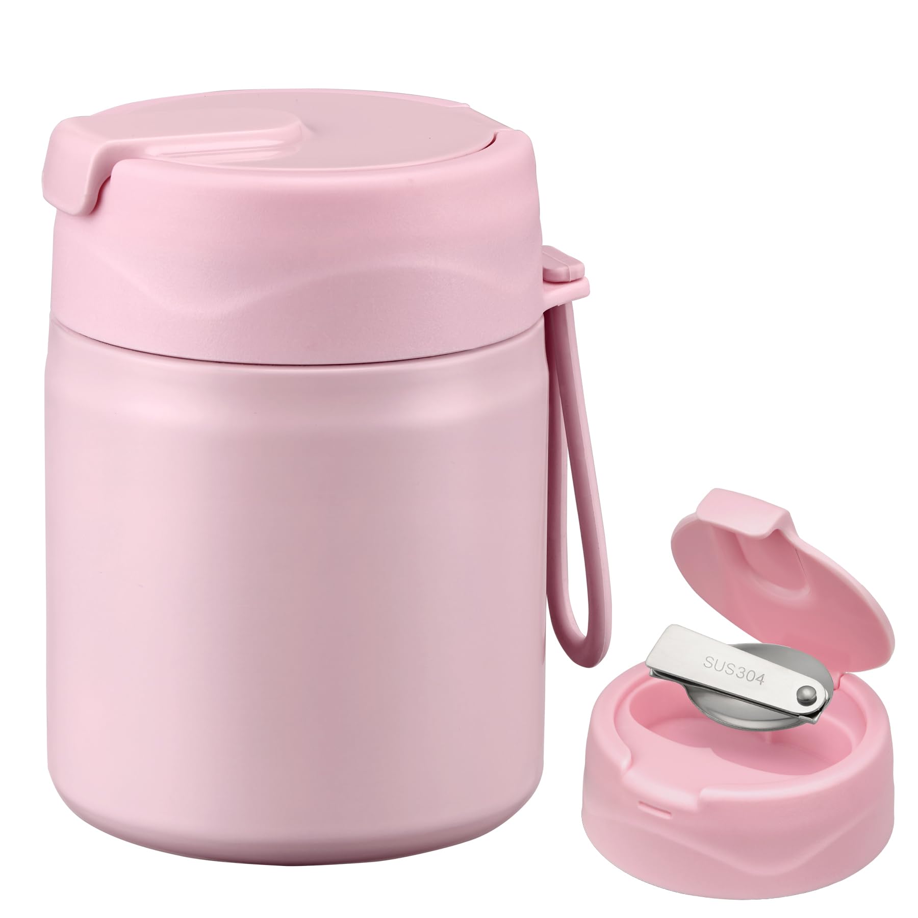 Photo 1 of 17oz Soup Thermo for Hot Food Kids,Insulated Food Jar with Spoon,Thermo Hot Food Lunch Container,Wide Mouth Leakproof Stainless Steel Lunch Box for School-Pink