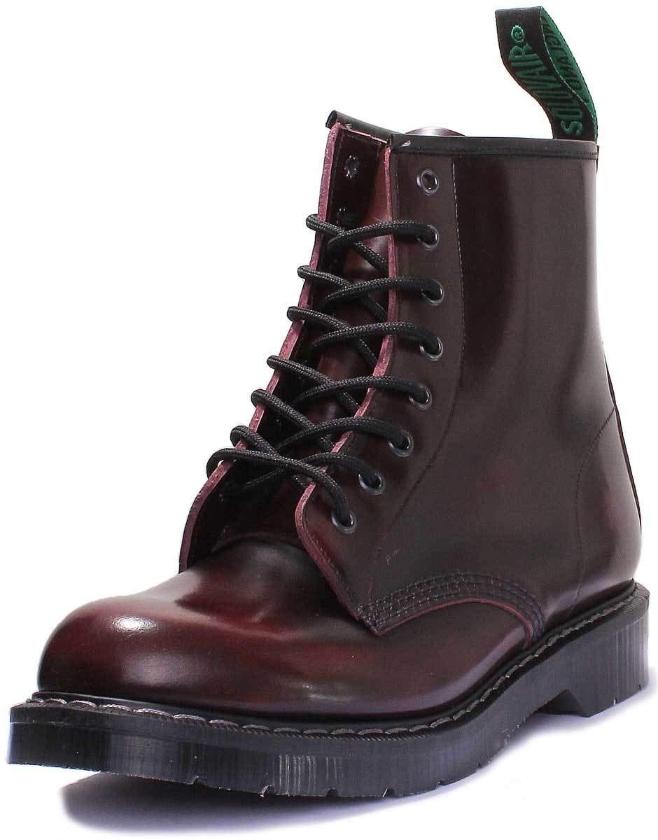 SOLOVAIR Burgundy Rub-Off 8-Eyelet Derby Boot