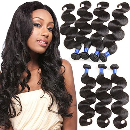 Gluna Hair Brazilian Body Wave 4 Bundles 8A 100% Unprocessed Virgin body wave Human Hair Extension Hair Weave Weft Natural Color (16 18 20 22 inch)