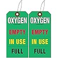 Tags 4 Less - (Empty/Full/Status) Cylinder Tag - Thick Cardboard, Elastic String 3/4" x 5 3/4" Perforated - (50 per Pack)