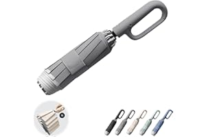 SSFUN Ring Buckle Umbrella, Reflective Safety Strip, Sturdy Windproof, Reverse Automatic Umbrella, Ring Buckle Fully Automatic Umbrella, Travel Portable, Compact Folding Travel Umbrella (Gray)