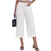 luvamia Women's Wide Leg High Waisted Cropped Capri Jeans