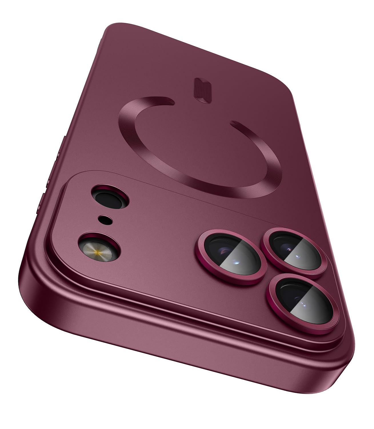 LEKEVO Magnetic for iPhone 17 Pro Max Case, Compatible with MagSafe, Built-in Camera Lens Protector, Slim Thin Soft Silicone Bumper Shockproof Metallic Luster Phone Case, Burgundy Red
