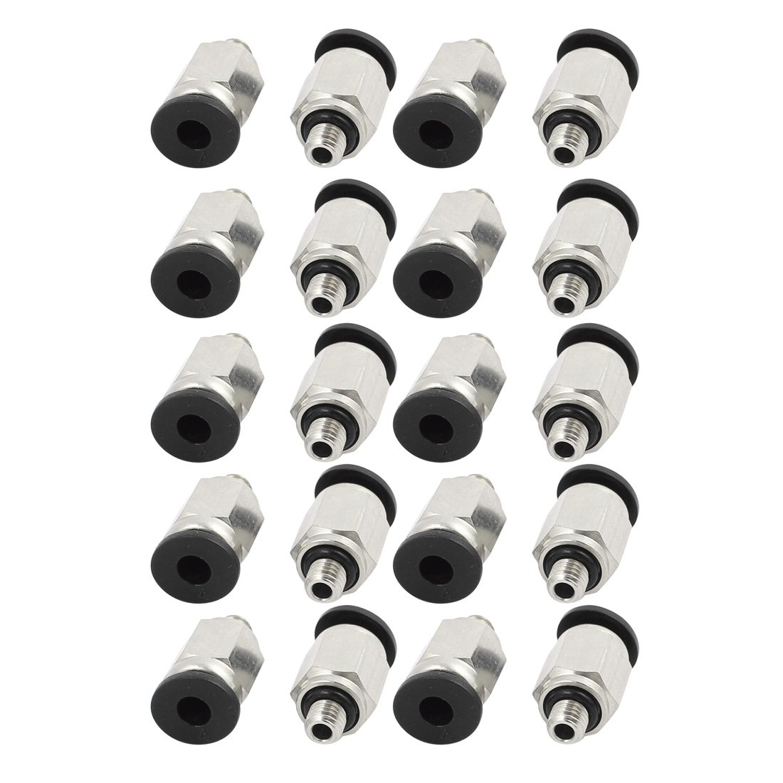 sourcingmap 20pcs M5 Male Thread Dia 4mm Push in Joint Pneumatic Connector Quick Fittings