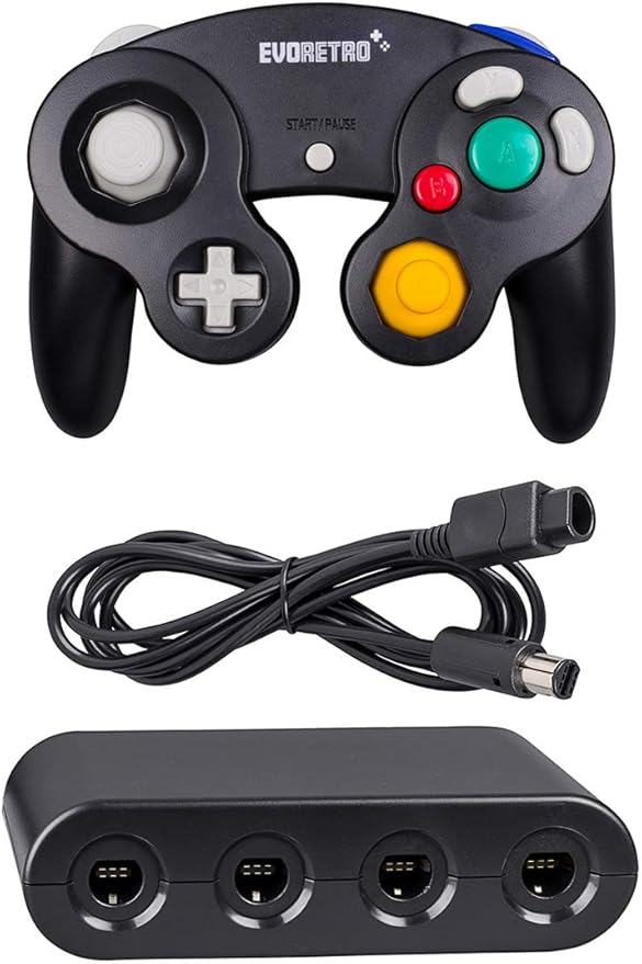 Black Controller, Extension Cable and Adapter Set Compatible with