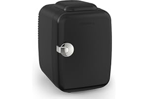 CROWNFUL Mini Fridge, 4 Liter/6 Can Portable Cooler and Warmer Personal Refrigerator for Skin Care, Cosmetics, Beverage, Food,Great for Bedroom, Office, Car, Dorm, ETL Listed (Black)
