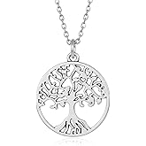 EnCharmed Stainless Steel Tree of Life Necklace, Handmade Celtic Charm Jewelry