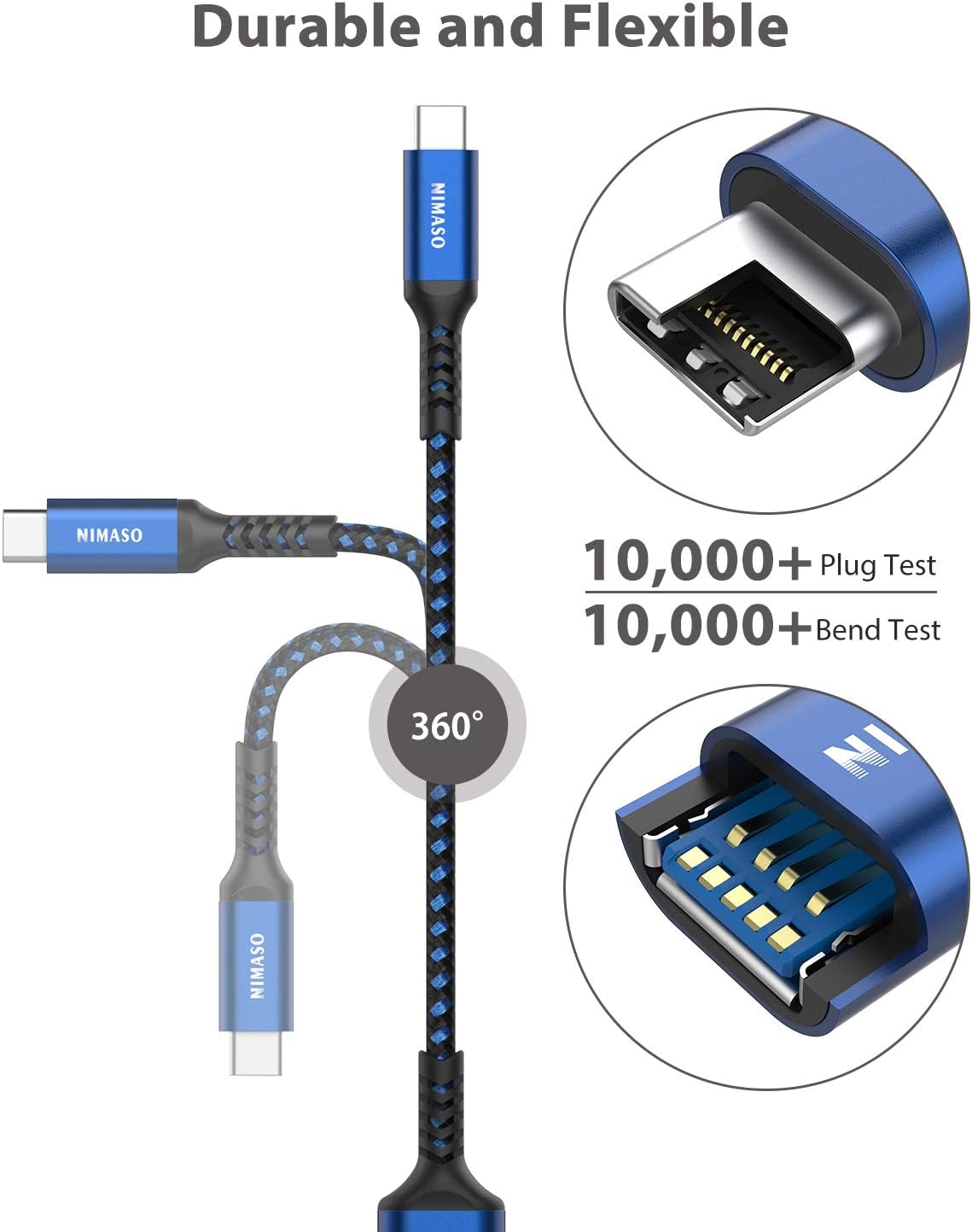 NIMASO USB C to USB 3.1 Adapter 2 Pack,OTG Cable Type C Male to USB Female OTG Adaptor Compatible with iPhone 15,MacBook 2018,iPad Pro - Image 5