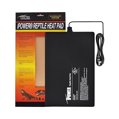 iPower 8 by 12-Inch 16W Reptile Heat Mat, Under Tank Warmer Terrarium Heat Pad for Turtles Lizards Frogs and Other Small Animals, Multi Sizes