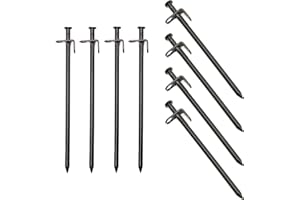 Tent Stakes Heavy Duty 12 Inch, Metal Steel Tent Pegs with Storage Bag for Outdoor Camping Canopy Awning Shelter Tarp (12 inc