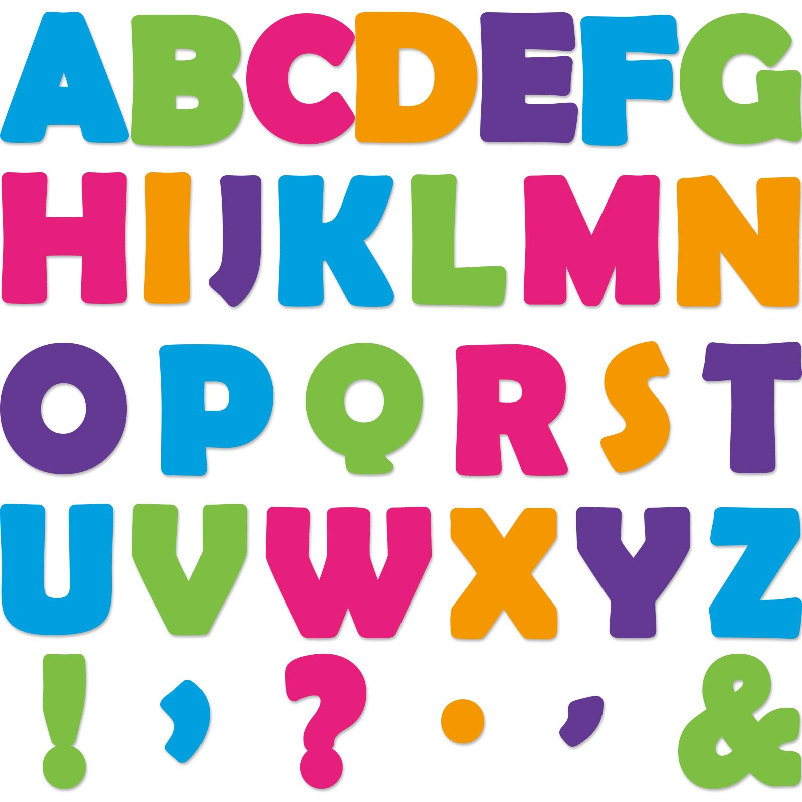 Photo 1 of 300 PCS Large 7" Font Letters and Punctuation Set, Colorful Classroom Alphabet Cutout for Bulletin Board Display Home School, A Great Helper to Inspire Students' Learning Interest