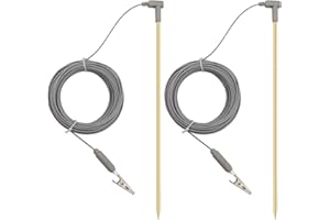 CYANTEKOMS Brass Ground Rod with 40ft Wire Alligator Clip, Grounding Bar Earthing rod, Great to Use with Earthing Sheet, Grounding Mat, Pillowcase, Blankets（2 Pack）