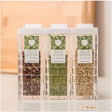 LDDSQ Caja de condimentos de tarro de especias Tarros de botellas de almacenamiento de especias de cocina Transparente PP Sal Pimienta Caja de polvo de comino Herramienta color rando 1 piezas, chocol: