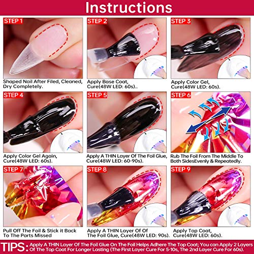 Nail Foil Glue Gel for Foil Art Stickers Strong Adhesion Nail Complete Transfer Metallic Floral Available 15ml1 Bottles Soak Off UV LED LAMP Required Tips Festive Party Manicure DIY