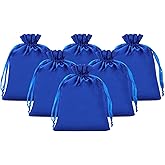 PATIKIL Satin Gift Bags, 6 Pcs 8 x 6 Inch Wedding Favor Drawstring Bags with Drawstring for Birthday Christmas Jewelry Party, Blue