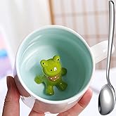Ponerine Frog Figurine Ceramics Coffeemugs Funny Teacups - 3D Animal Inside Coffee Mug for Boys Girls Women Men, 12oz