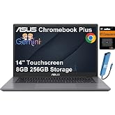 ASUS Chromebook Plus CX34 Laptop, 14" Touchscreen, i5-1315U, 8GB RAM, 256GB | (128GB Storage + 128GB SD Card), Intel 6-Core, FHD Anti-Glare, Enterprise Business, Student, USB C HUB, Gemini AI, Chrome OS