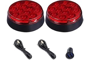 ADAURIS 2PCS Caution Lights, Rechargeable Strobe Lights,Wireless Trailer Lights, Beacon Strobe Light,Red Flashing Warning Emergency Beacon Lights with Magnetic for Trucks Trailer Bus Tracto