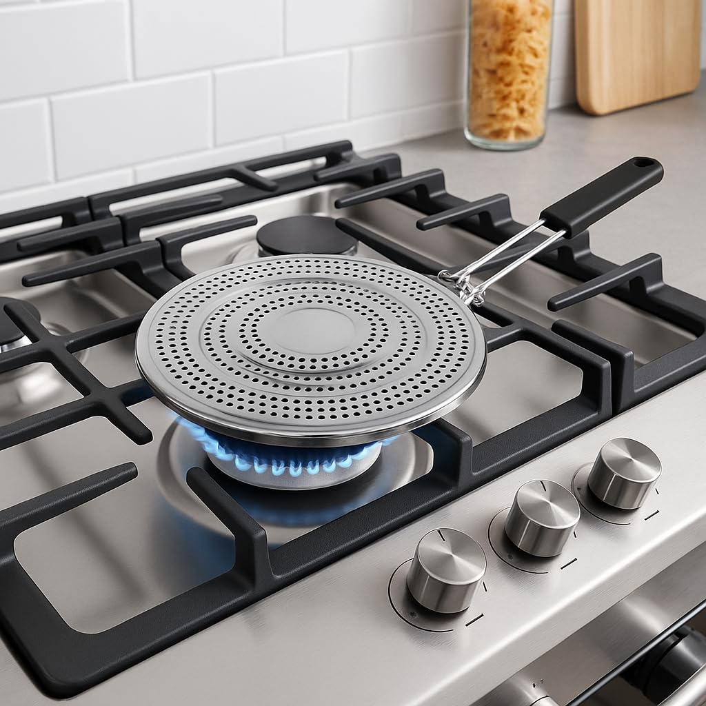 BNYD Heat Diffuser Plate for Gas & Electric Stove – Simmer Ring & Flame Reducer for Even Heat Distribution, Scorch Prevention & Slow Cooking