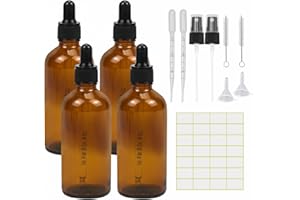 Dropper Bottle 100ml(3.5oz), Refillable Sample Dropper Bottle with Measured Dropper, Amber Glass Eye Dropper Bottle, for Perf