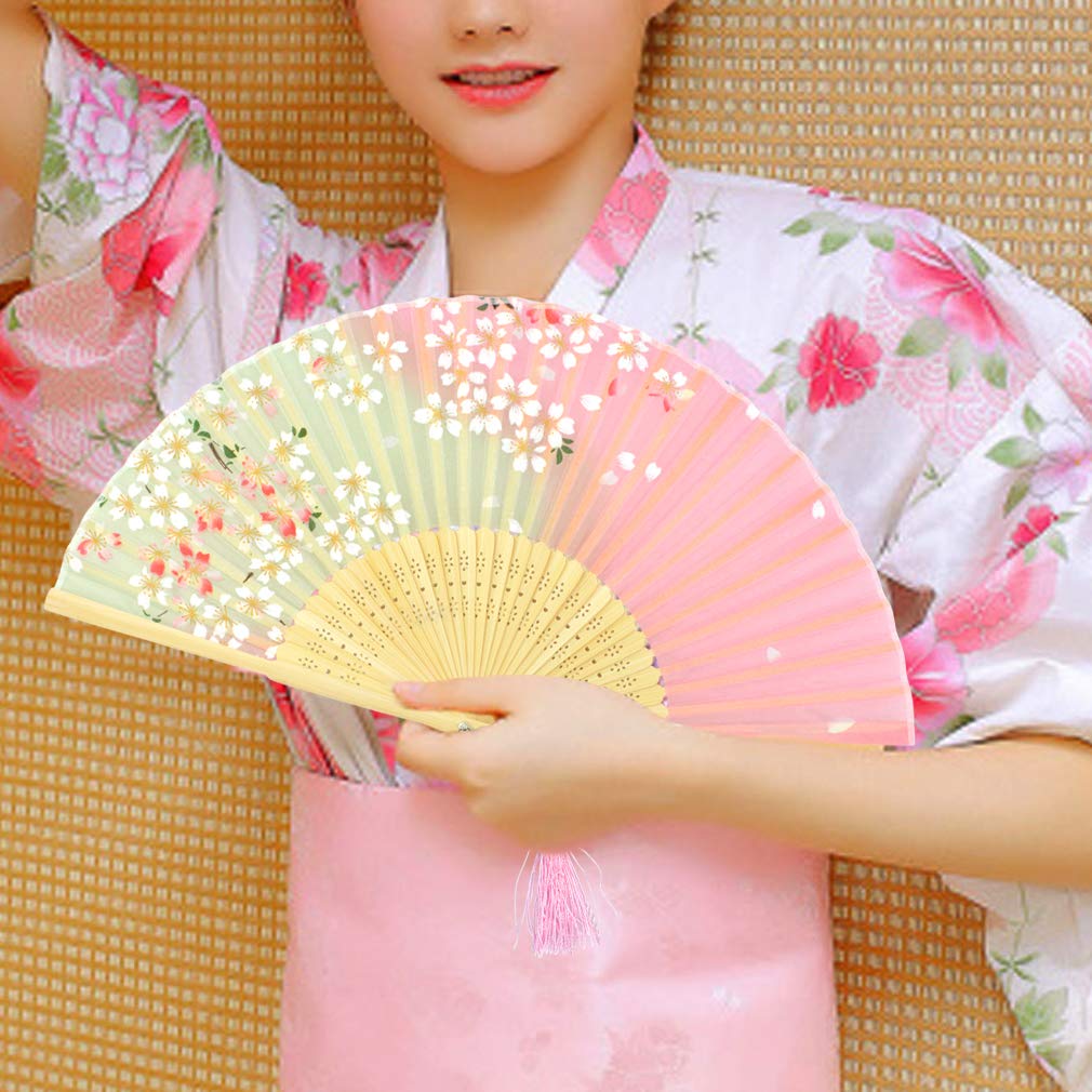 Yolyoo Hand Held Silk Folding Fans Chinese Japanese Bamboo Fans in Delicate Box,Chinese Vintage Retro Style Handcrafted Fans for Festival, Dance, Gift, Decorations