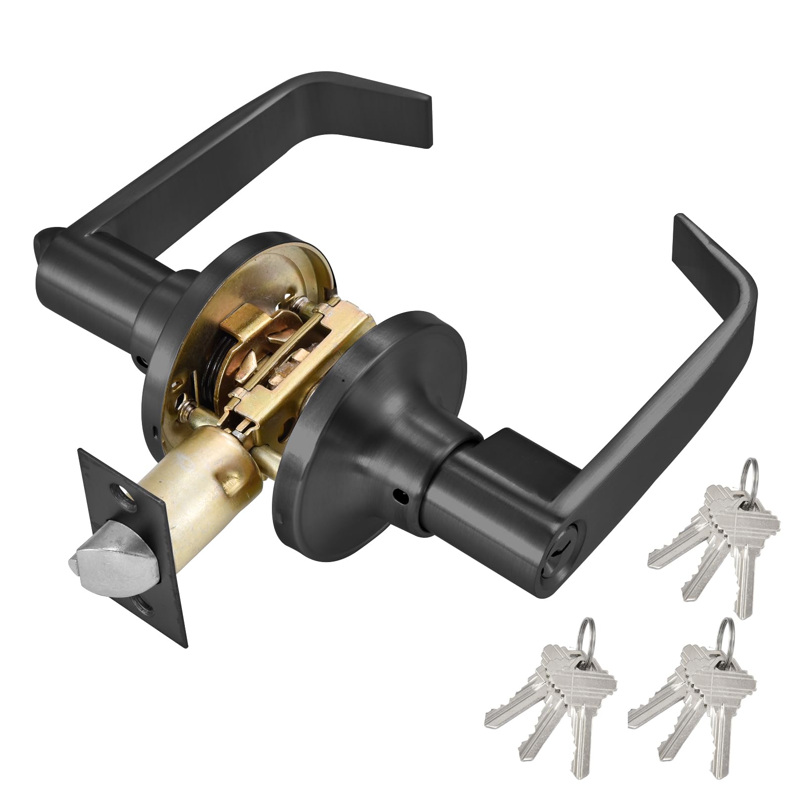 View 1 of ***********FOR PARTS ONLY- MISSIN THE KEYS***********
Commercial Door Lever Lock - Heavy-Duty Locking Door Handle, Entry Door Handle with Key Reversible Exterior and Interior Door Lever for Front Entrance, Bedroom and Bathroom (Black for Door 25-45mm)