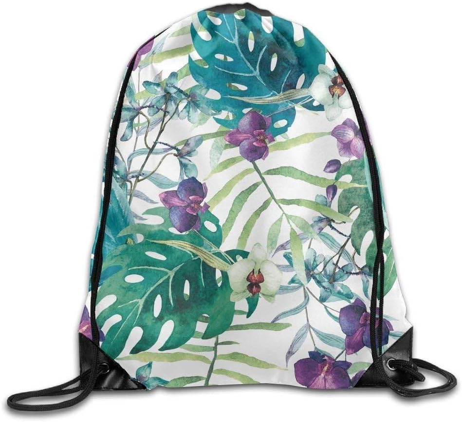 ewtretr Drawstring Bags Bulk, Tropical Purple Flower Ladies Drawstring Bags Bundle Pack Shoulder Bags