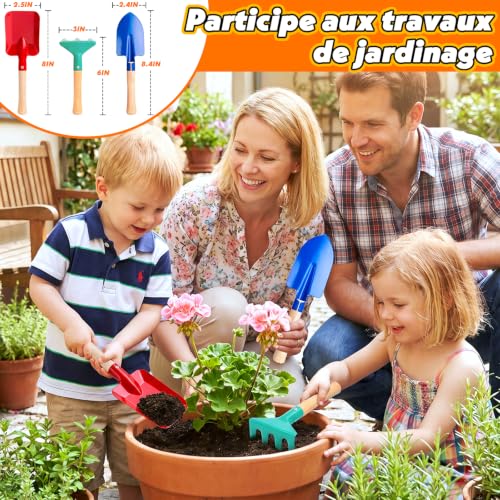 Outils de Jardin pour Enfants 3 in -Débroussailleuse & Souffleur Enfant & Tronconneuse Enfant Effets Sonores Réalistes, Exterieur Jouet Enfant 3-5 Ans,Cadeau Garcon 3-5 Ans
