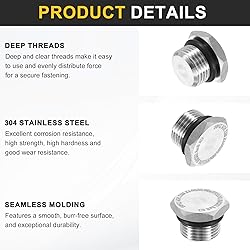 HARFINGTON 4pcs 304 Stainless Steel Pipe Plug