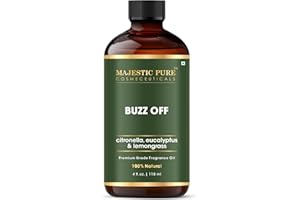 MAJESTIC PURE Buzz Off | Citronella, Lemongrass & Eucalyptus Oil | 100% Pure & Natural Premium Grade Oil for Diffusers, Self Care, DIY | 4 Fl Oz