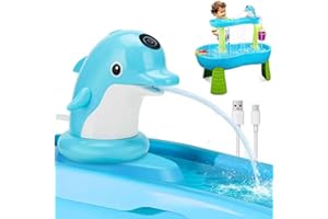 AINIBAR Dolphin Water Table Pump Toy for Kids - Battery Powered, 3-Hour Non-Stop Play - Summer Water Fountain Play Table with Dolphin Design (Blue)