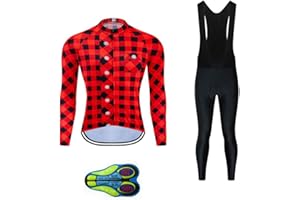 MOXILYN Cycling Jerseys Men Set Bike Clothing for Men Long Sleeve Bike Jacket and Cycling Bibs Pants with 20D Gel Pad