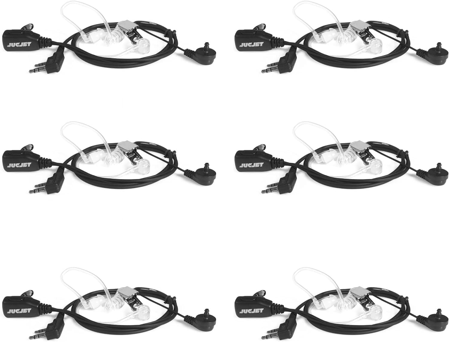 JUCJET Walkie Talkies Earpiece Radio Headset 2 Pin Covert Acoustic Tube Compatible with Walkie Talkie JUCJET Baofeng UV-5R UV-5RE BF-888S BF-88E Earphones for Walkie Talkie (6 Pcs)