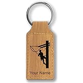 LaserGram Rectangle Keychain, Lineman, Personalized Engraving Included