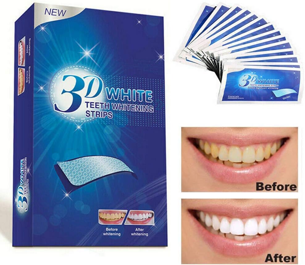 Teeth Whitening Strips Bleaching Strip Professional 3D Professional Non-Slip Teeth Whitening Kit No Need for Powder or Gel(28 pcs)