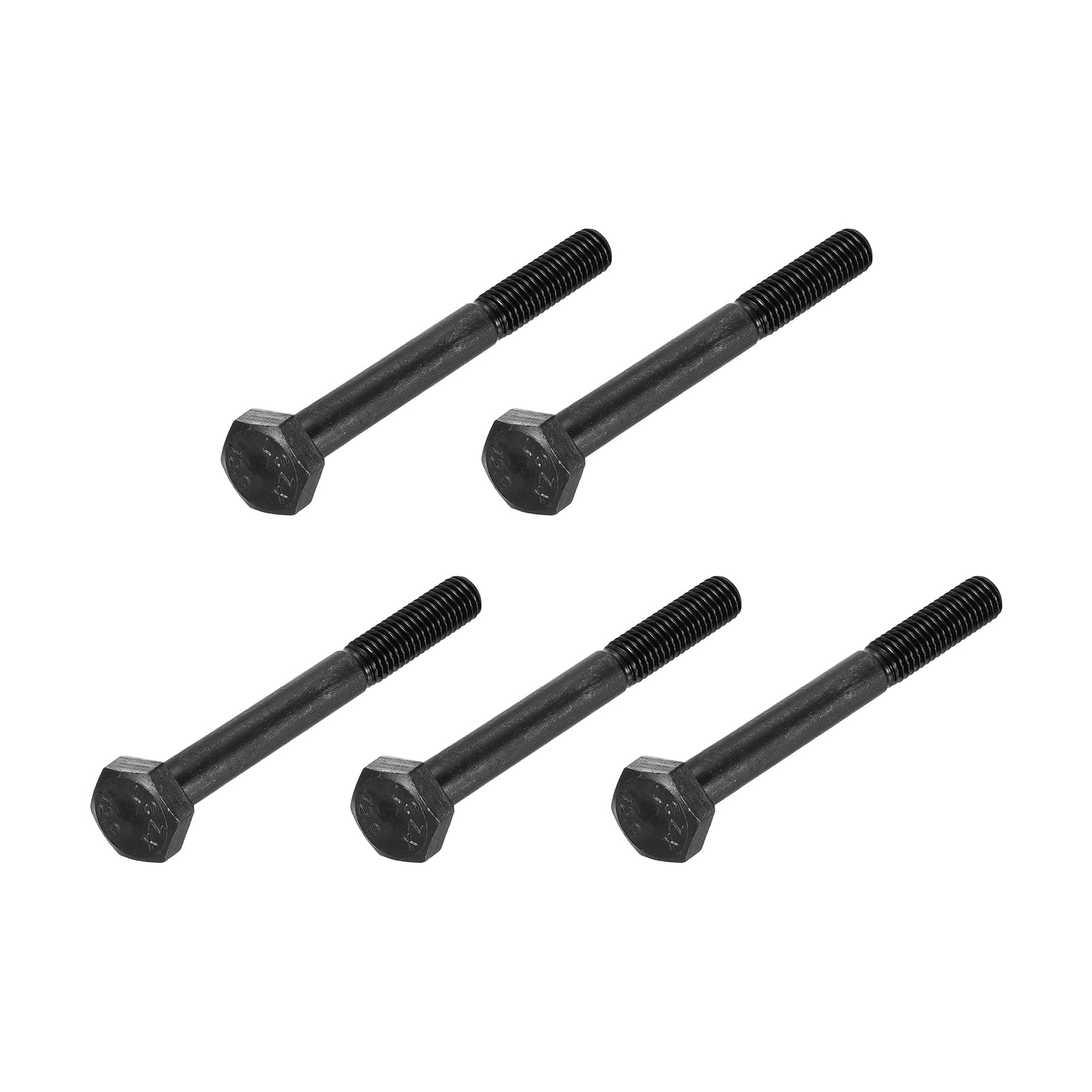 METALLIXITY Hex Bolts (M8-1.25x65mm) 5Pcs, Carbon Steel Fully Threaded Black Oxide, Coarse Thread UNC Hex Head Screw Bolt - for Furniture Repair