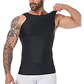 YOWODA Mens Body Shaper, Compression Shapewear Vest Slimming Undershirt Tank Top, Tummy Control Chest, Hide Gynecomastia