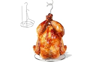 Dallden Stainless Steel Turkey Chicken Fryer Accessory Kit, Deep Frying Stand Set with Lifter Hook Vertical Skewer Holder Base for Deep Frying Pot Grill BBQ