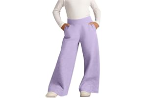 Girls Fleece Sweatpants Wide Leg Open Bottom Elastic Waistband Pants Casual Classic Fit Y2k Lounge Fall Trouser 4-15Y