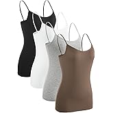 Rosyline 4 Piece Women Camisole Basic Undershirt Adjustable Spaghetti Strap Tank Top