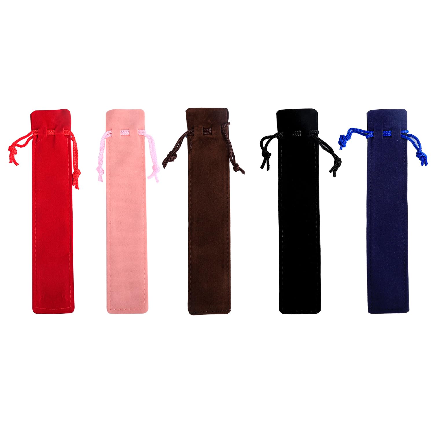 Rumyve 25Pcs Pen Pouches,Velvet Drawstring Pen Bag Case,Gift Bags School Office Supplies for Pen Pencil Lipsick Cosmetic Brush Storage(5 Colors)