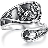 Zepmais Spoon Ring for Women 925 Sterling Silver - Adjustable Vintage Antique Thumb Rings Nature-Inspired Jewelry Gift for Her