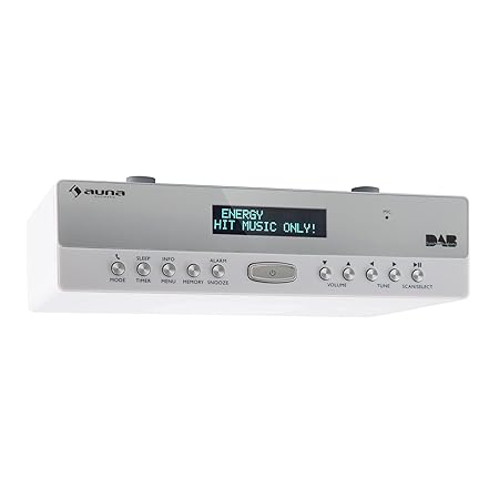 auna KR-100 DAB WH • Küchen-Unterbauradio • Unterbauradio • DAB+ / FM Radio • 40 Senderspeicherplätze • Eieruhr-Funktion • Du