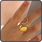 Chunky Rings For Women, Gold Silver Mixed Metal Thumb Ring Asymmetrical Wavy Curve Ring Adjustable Non Tarnish Dainty Stainless Steel New Year Anniversary Birthday Jewelry Gift