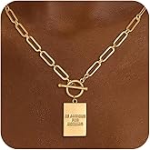 CHESKY Cross Necklace for Women Trendy, Dainty 14K Gold Plated Paperclip Charm Necklace for Womens Chunky Cross Pendant Necklace Gold Jewelry Religious Christian Gifts for Christians