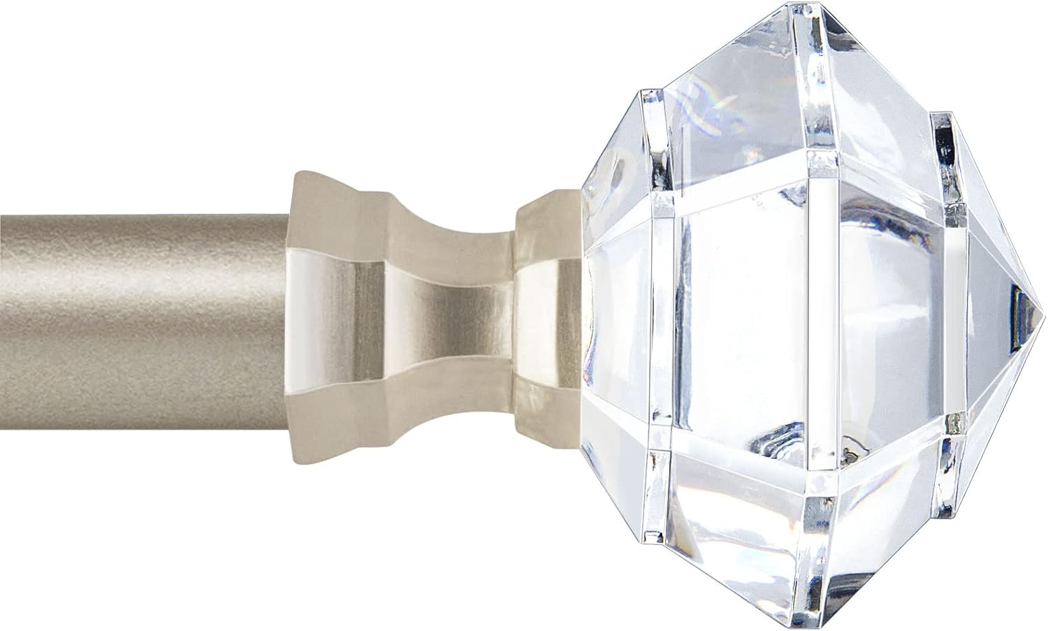 Window Treatment Hardware - TONIAL Curtain Rods 32 to 58 Inch(2.6-4.8ft), Telescoping Splicing 3/4 Single Rods for Windows 20 to 53 Inch(1.7-4.4ft) Decorative Drapery Rod with Acrylic Diamond Finial, Champagne Gold