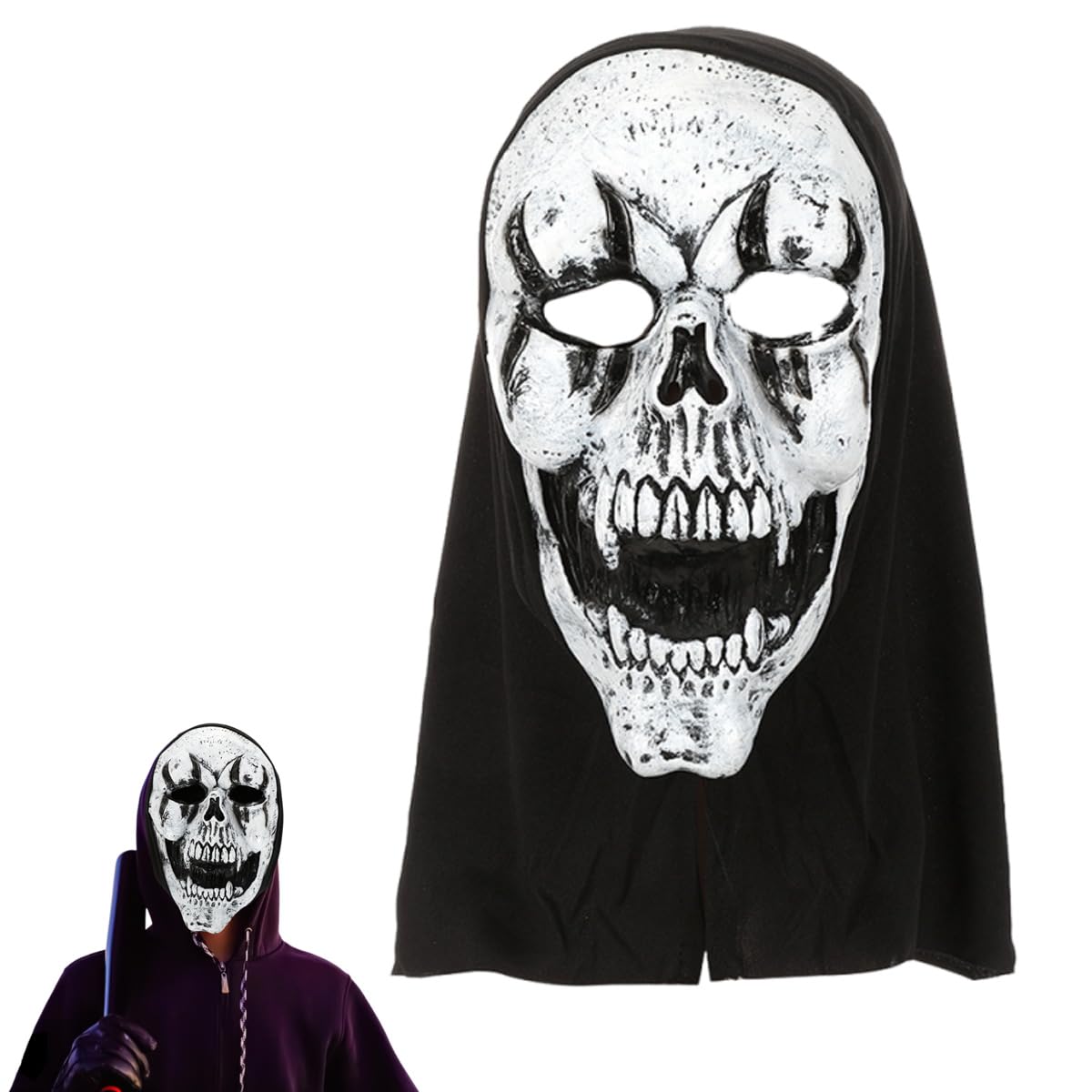 LGWJHCY Halloween Horror Masks, Latex Mask, Ghost Face Mask, Scary Movie Mask for Children and Adults, Suitable for Ghost Houses, Latex Ghost Mask for Ghost House, Theme Parties and Role Play (Grey)