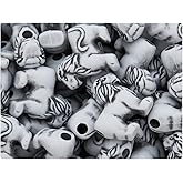 BeadTin Grey Antique 22mm Lion Plastic Pony Beads (24pcs)