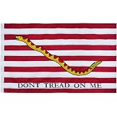 SYII Dont Tread On Me Gadsden 1st Navy Jack American Flags 2x3 Feet, Double Sided Embroidery Red Snake US Flag, Heavy Duty Polyester Outdoor Banner with 2 Brass Grommets