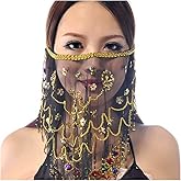 Wuchieal Women's Belly Dance Tribal Face Veil With Halloween Costume Accessory